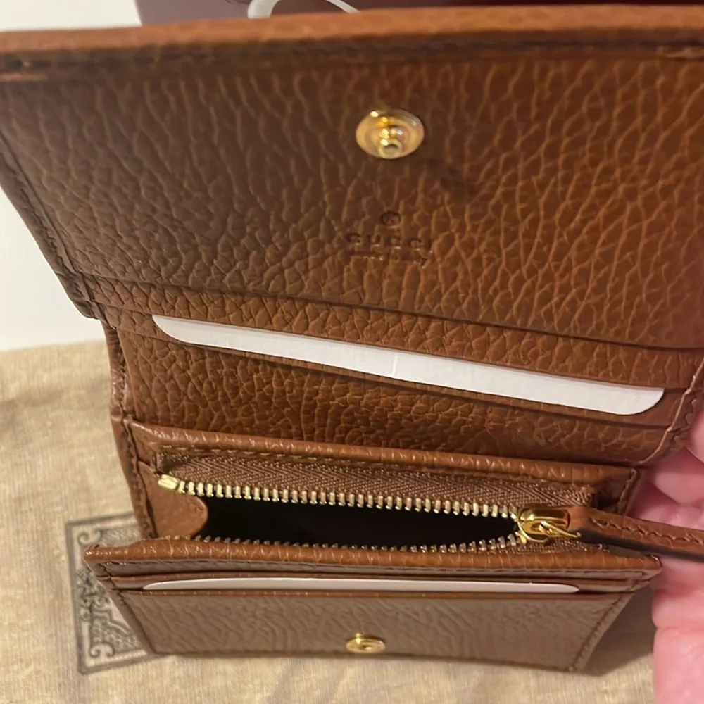 Gucci 1955 blue denim brown leather card holder - Picture 10 of 13